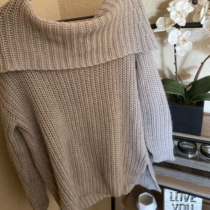 Grey off the shoulder sweater from Shop Hopes